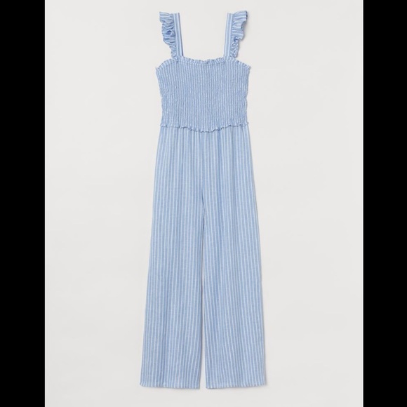 NWT H&M Conscious Linen Smocked Jumpsuit Size S - Picture 5 of 5